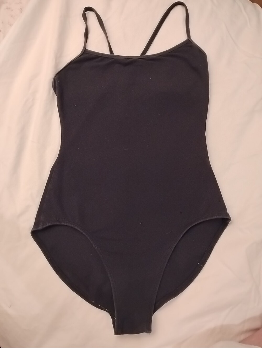 Motionwear XL Black Women's Adult Black Leotard Ballet Spaghetti Strap